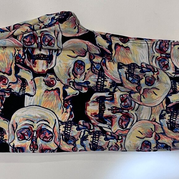 LuLaRoe Sketchy Skull Leggings - One Size - Picture 1 of 6
